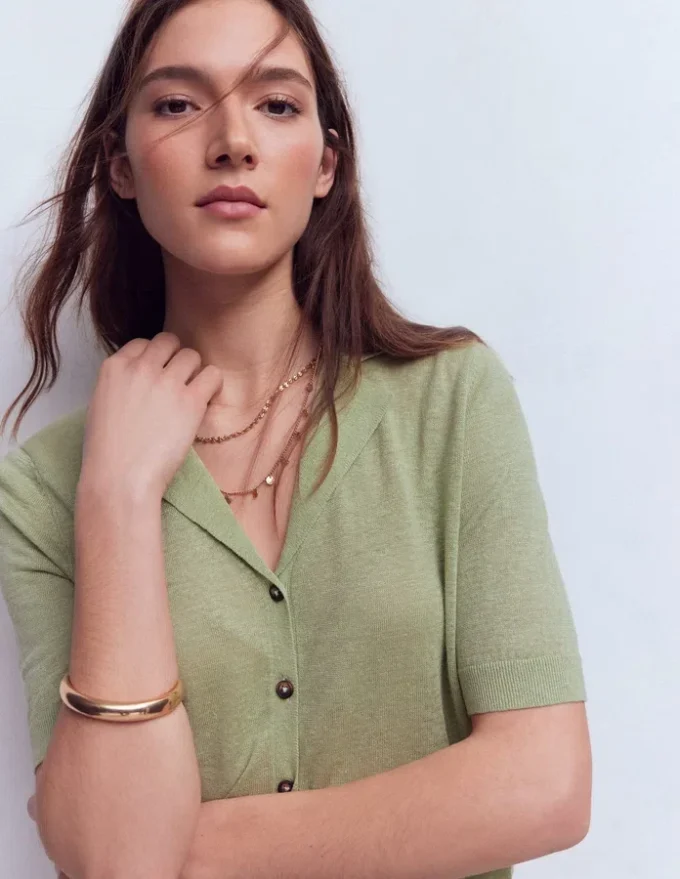 Agnes Collar Linen Cardigan Green Agnes Collar Linen Cardigan Green