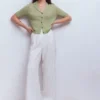 Agnes Collar Linen Cardigan Green Agnes Collar Linen Cardigan Green
