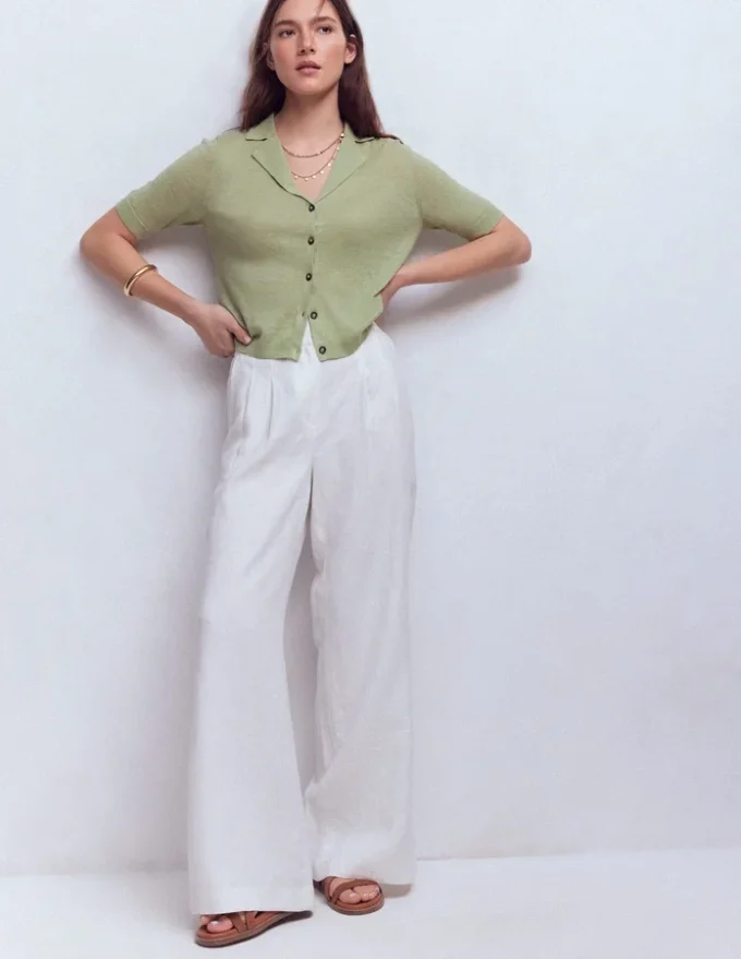 Agnes Collar Linen Cardigan Green Agnes Collar Linen Cardigan Green