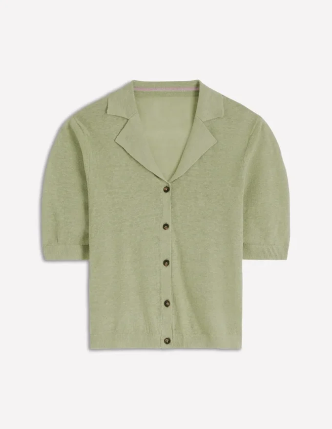 Agnes Collar Linen Cardigan Green Agnes Collar Linen Cardigan Green