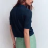 Agnes Collar Linen Cardigan Navy