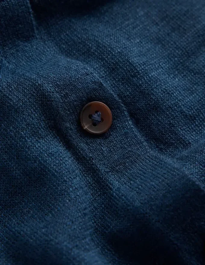 Agnes Collar Linen Cardigan Navy