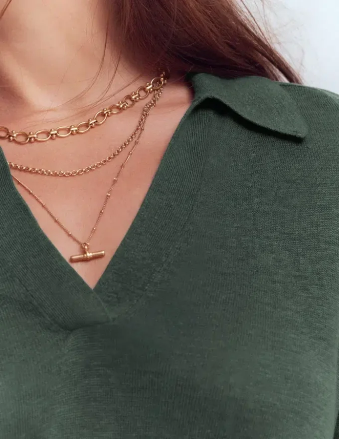 Agnes Collared Linen Jumper Green Jasper Agnes Collared Linen Jumper Green Jasper
