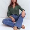 Agnes Collared Linen Jumper Green Jasper Agnes Collared Linen Jumper Green Jasper