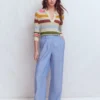 Agnes Collared Linen Jumper Ivory, Pink, Green Multistripe Agnes Collared Linen Jumper Ivory, Pink, Green Multistripe