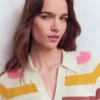 Agnes Collared Linen Jumper Ivory, Pink, Green Multistripe Agnes Collared Linen Jumper Ivory, Pink, Green Multistripe