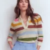 Agnes Collared Linen Jumper Ivory, Pink, Green Multistripe Agnes Collared Linen Jumper Ivory, Pink, Green Multistripe