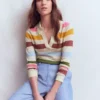 Agnes Collared Linen Jumper Ivory, Pink, Green Multistripe Agnes Collared Linen Jumper Ivory, Pink, Green Multistripe