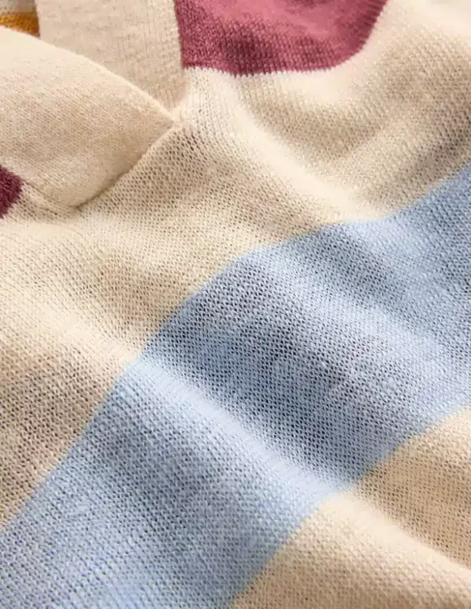 Agnes Collared Linen Jumper Ivory, Pink, Green Multistripe Agnes Collared Linen Jumper Ivory, Pink, Green Multistripe