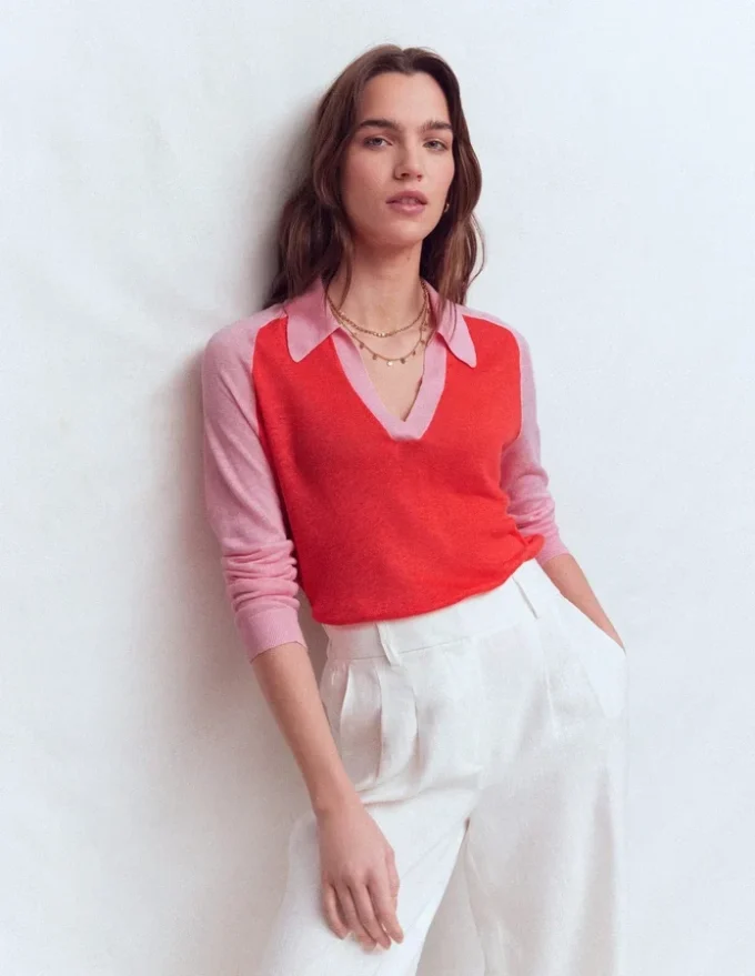 Agnes Collared Linen Jumper Sunkissed Coral / Formica Pink Agnes Collared Linen Jumper Sunkissed Coral / Formica Pink
