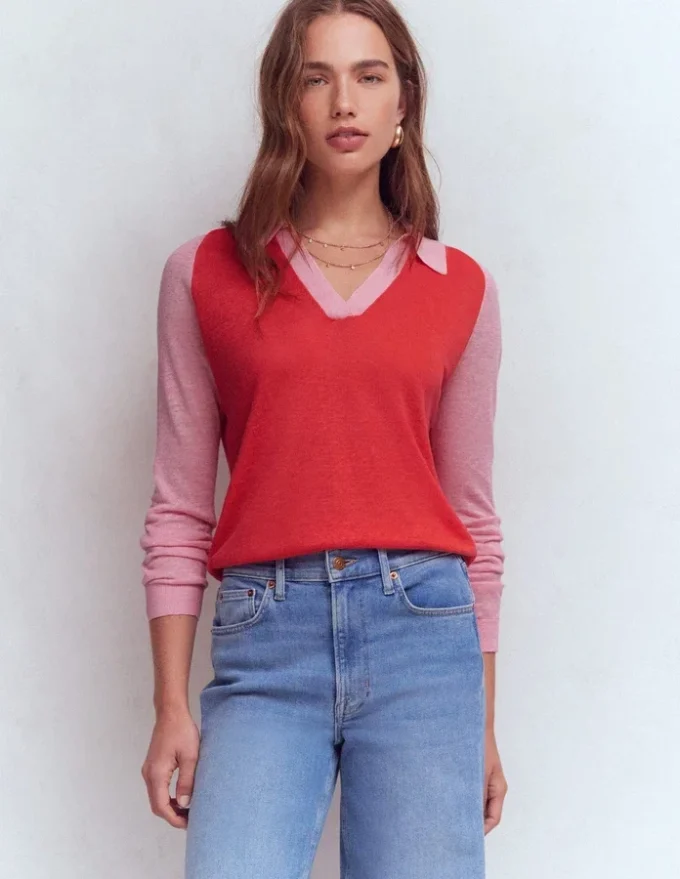 Agnes Collared Linen Jumper Sunkissed Coral / Formica Pink Agnes Collared Linen Jumper Sunkissed Coral / Formica Pink
