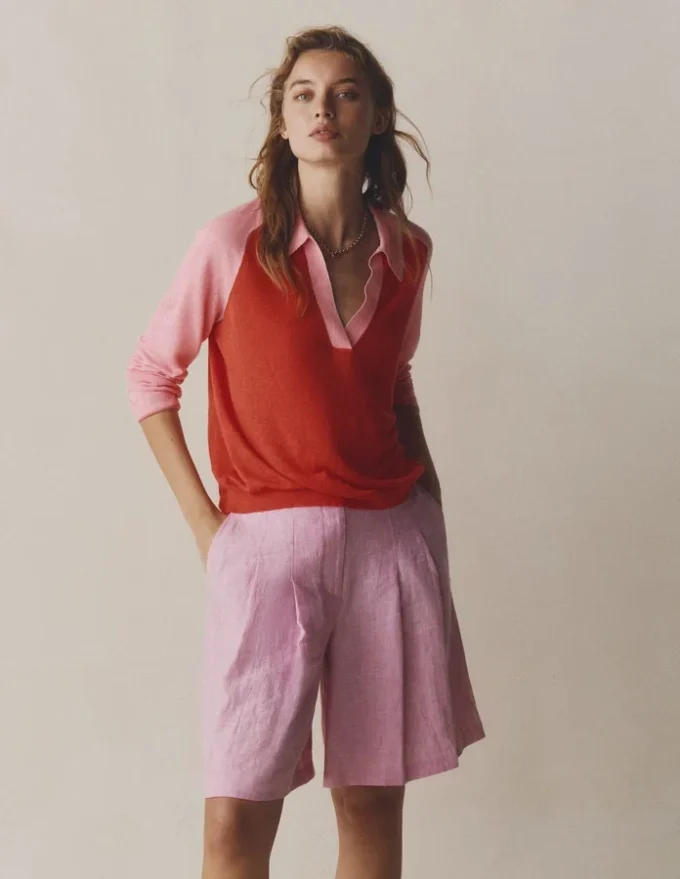 Agnes Collared Linen Jumper Sunkissed Coral / Formica Pink Agnes Collared Linen Jumper Sunkissed Coral / Formica Pink