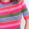 Agnes Linen Button T-Shirt Multi Stripe Agnes Linen Button T-Shirt Multi Stripe