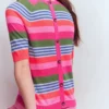 Agnes Linen Button T-Shirt Multi Stripe Agnes Linen Button T-Shirt Multi Stripe