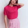 Agnes Linen Button T-Shirt Pink Peony Agnes Linen Button T-Shirt Pink Peony