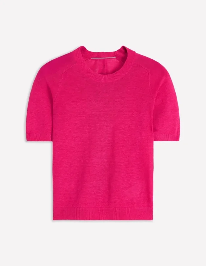 Agnes Linen Button T-Shirt Pink Peony Agnes Linen Button T-Shirt Pink Peony