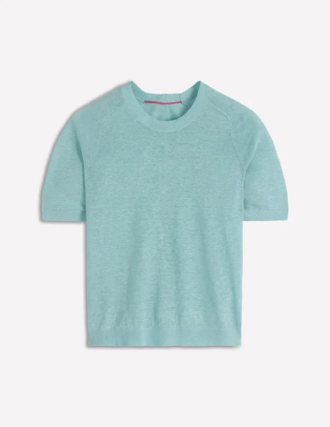 Agnes Linen Button T-Shirt Seamist Blue Agnes Linen Button T-Shirt Seamist Blue