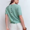 Agnes Linen Button T-Shirt Seamist Blue Agnes Linen Button T-Shirt Seamist Blue