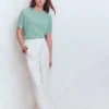 Agnes Linen Button T-Shirt Seamist Blue Agnes Linen Button T-Shirt Seamist Blue