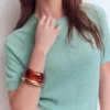 Agnes Linen Button T-Shirt Seamist Blue Agnes Linen Button T-Shirt Seamist Blue