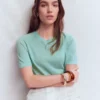 Agnes Linen Button T-Shirt Seamist Blue Agnes Linen Button T-Shirt Seamist Blue