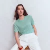 Agnes Linen Button T-Shirt Seamist Blue Agnes Linen Button T-Shirt Seamist Blue