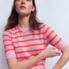 Agnes Linen Button T-Shirt Sunkissed Coral / Formica Pink Agnes Linen Button T-Shirt Sunkissed Coral / Formica Pink