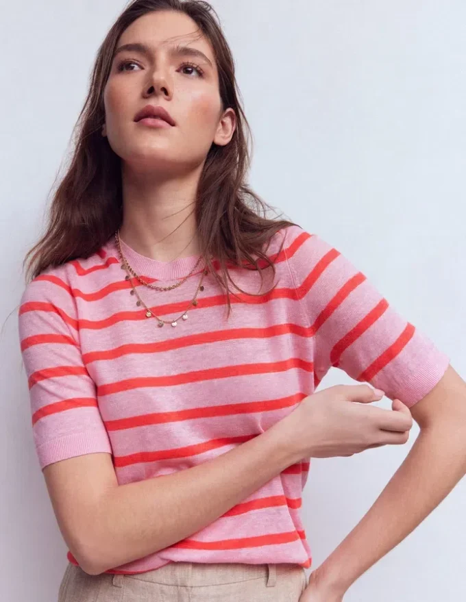 Agnes Linen Button T-Shirt Sunkissed Coral / Formica Pink Agnes Linen Button T-Shirt Sunkissed Coral / Formica Pink