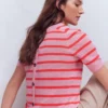 Agnes Linen Button T-Shirt Sunkissed Coral / Formica Pink Agnes Linen Button T-Shirt Sunkissed Coral / Formica Pink