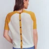 Agnes Linen Button T-Shirt Yellow, Colour Block Agnes Linen Button T-Shirt Yellow, Colour Block