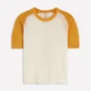Agnes Linen Button T-Shirt Yellow, Colour Block Agnes Linen Button T-Shirt Yellow, Colour Block