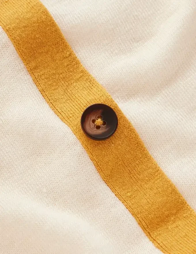 Agnes Linen Button T-Shirt Yellow, Colour Block Agnes Linen Button T-Shirt Yellow, Colour Block