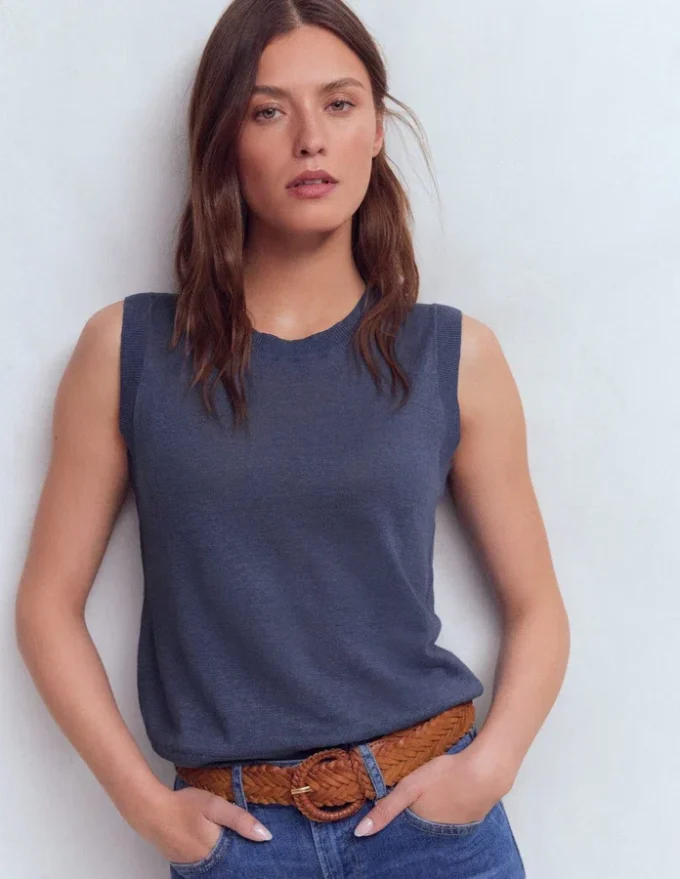 Agnes Linen Tank Blue Agnes Linen Tank Blue