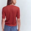 Agnes Linen V Neck T-Shirt Burnt Orange Agnes Linen V Neck T-Shirt Burnt Orange