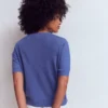 Agnes Linen V Neck T-Shirt Solid Blue Agnes Linen V Neck T-Shirt Solid Blue