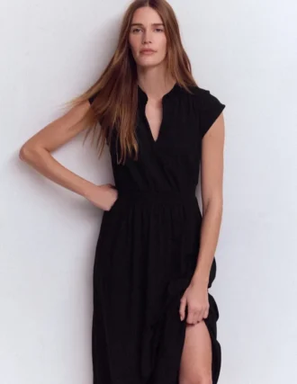 Alba Smocked Jersey Midi Dress Black