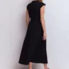 Alba Smocked Jersey Midi Dress Black Alba Smocked Jersey Midi Dress Black