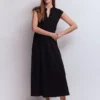 Alba Smocked Jersey Midi Dress Black Alba Smocked Jersey Midi Dress Black