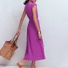 Alba Smocked Jersey Midi Dress Damson Alba Smocked Jersey Midi Dress Damson