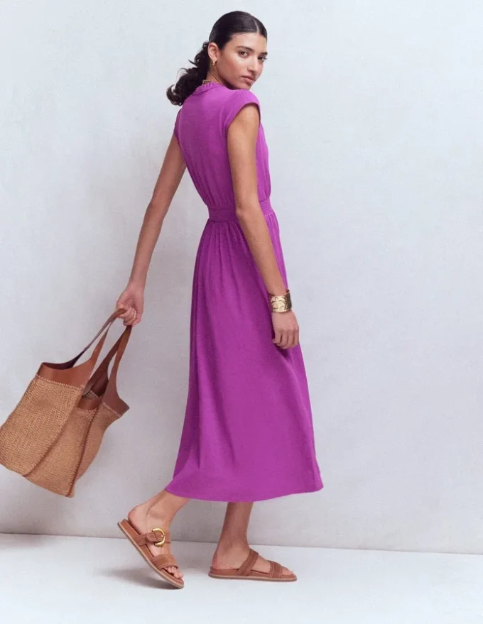 Alba Smocked Jersey Midi Dress Damson Alba Smocked Jersey Midi Dress Damson