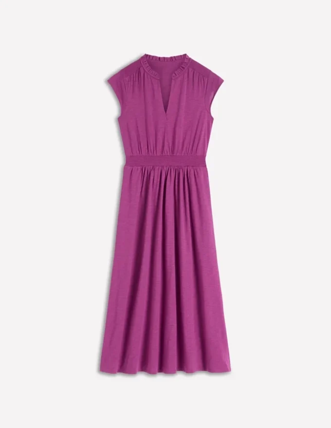 Alba Smocked Jersey Midi Dress Damson Alba Smocked Jersey Midi Dress Damson