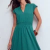 Alba Smocked Jersey Midi Dress Drake Green
