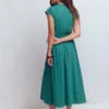 Alba Smocked Jersey Midi Dress Drake Green
