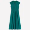Alba Smocked Jersey Midi Dress Drake Green