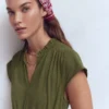 Alba Smocked Jersey Midi Dress Olive Alba Smocked Jersey Midi Dress Olive