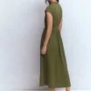 Alba Smocked Jersey Midi Dress Olive Alba Smocked Jersey Midi Dress Olive