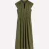 Alba Smocked Jersey Midi Dress Olive Alba Smocked Jersey Midi Dress Olive