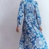 Alexa Long Sleeve Midi Dress Blue, Decorative Blossom Alexa Long Sleeve Midi Dress Blue, Decorative Blossom