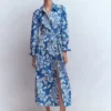 Alexa Long Sleeve Midi Dress Blue, Decorative Blossom Alexa Long Sleeve Midi Dress Blue, Decorative Blossom
