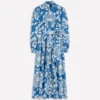 Alexa Long Sleeve Midi Dress Blue, Decorative Blossom Alexa Long Sleeve Midi Dress Blue, Decorative Blossom